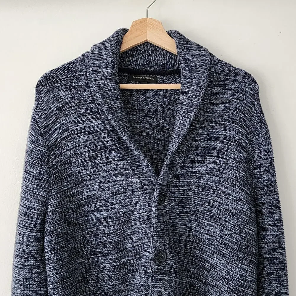 Banana Republic outlet blue cardigan stripes mens size M‎
